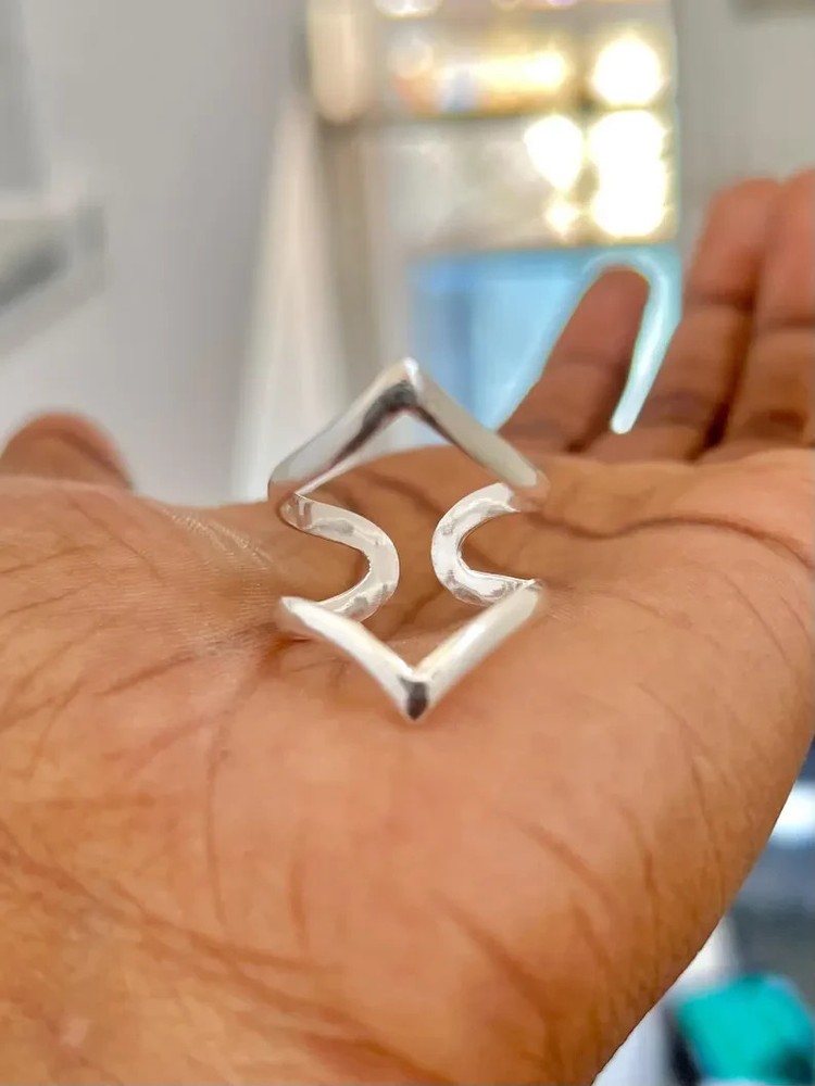 Chevron Ring, 925 Sterling Silver Ring, Splint Knuckle Ring, Adjustabl All size