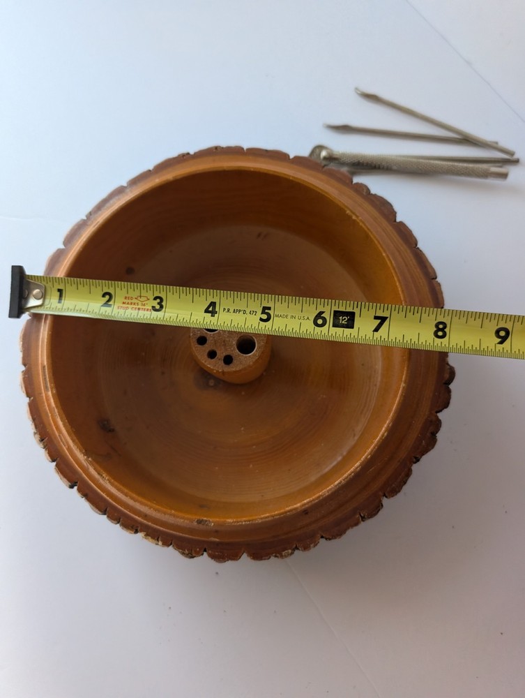 Vintage Rusticware Nut Bowl Set With Edge Tree Bark Nutcracker
