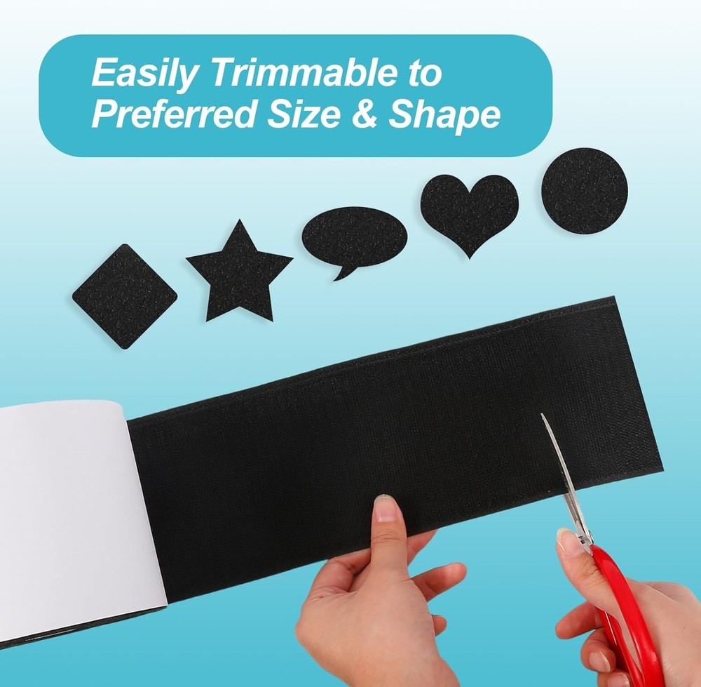 Easy-to-Use Black Adhesive Hook and Loop Tape - 4.4'' x 16.5' for DIY Projects