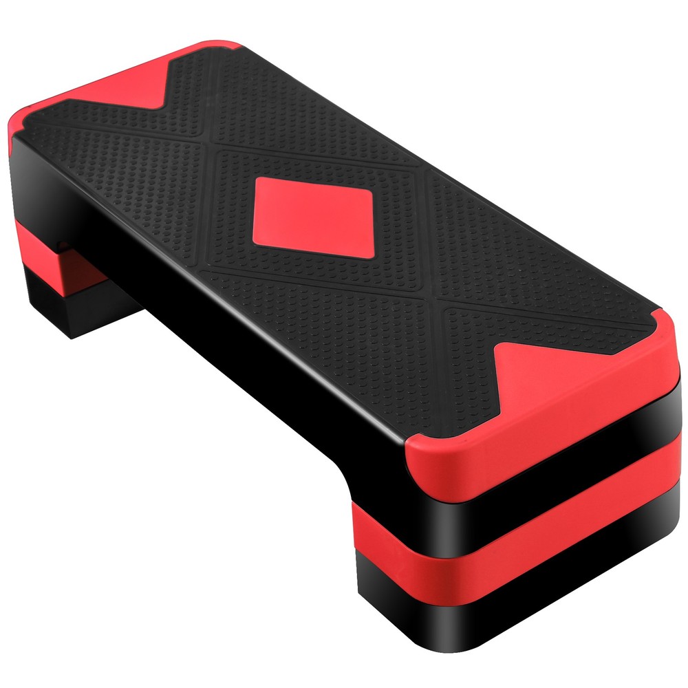 Aerobic Step Platform Exercise Step Adjustable Height 4"-6''-8' w/4 Risers Red