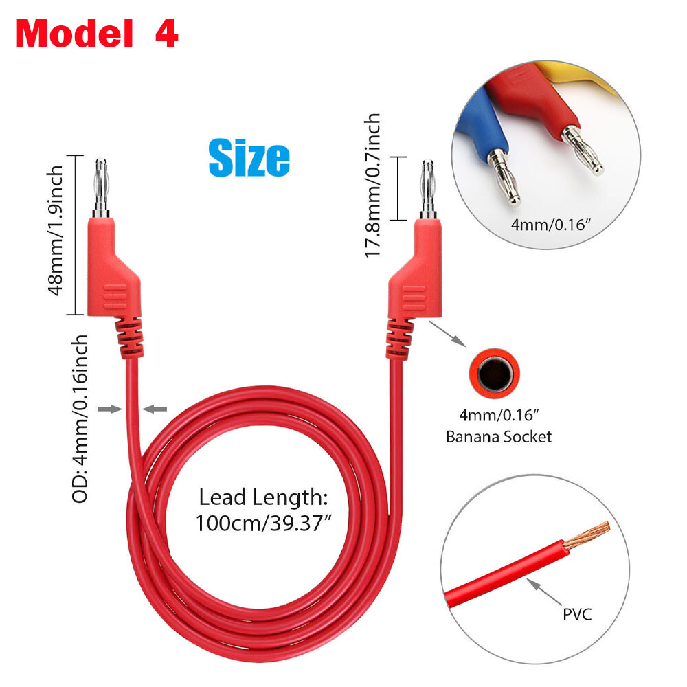 3.3FT 4mm Stackable Banana Plug Test Lead Kit & Alligator Clip & Back Probe US