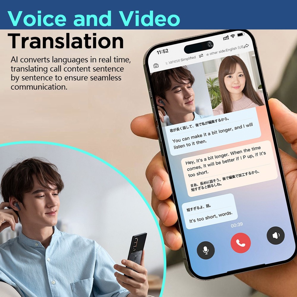 AI Language Translator Device Magnetic Two-Way Real-Time Language Translator