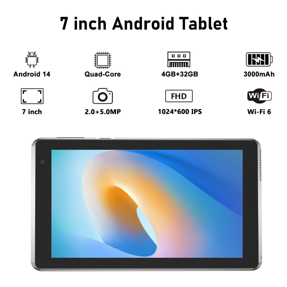 , Android 15 7 inch, 8GB RAM 32GB ROM PC Quad-Core Processor Computer for , I...