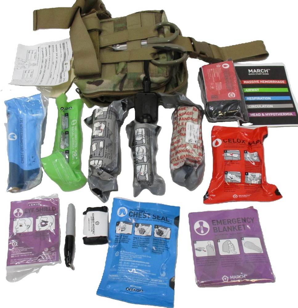 MOJO IFAK INTERMEDIATE KIT STOCKED MULTICAM DROP LEG or MOLLE POUCH MILITARY KIT