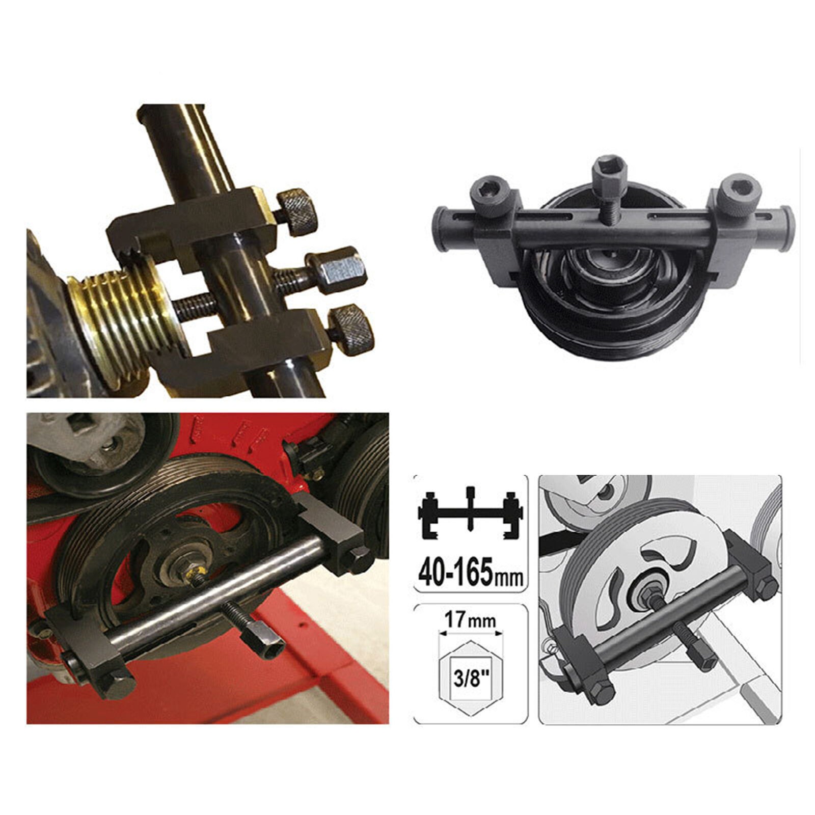 New Universal Puller For Ribbed Drive Pulley Crankshaft Remover Tool Kit