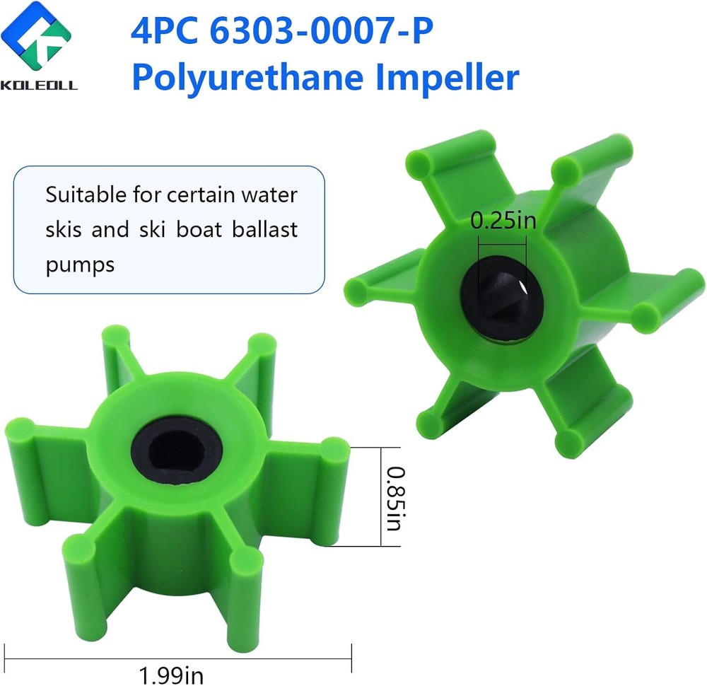 4PC 6303-0007-P Polyurethane Impeller with O-Ring Kit & Lubrication Replacement