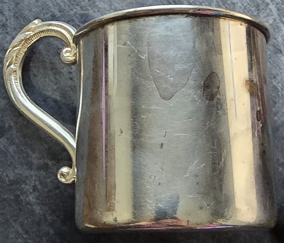 Antique W M. A Rogers (S.P Copper) Lead MTS 923 Cup w/ Etching