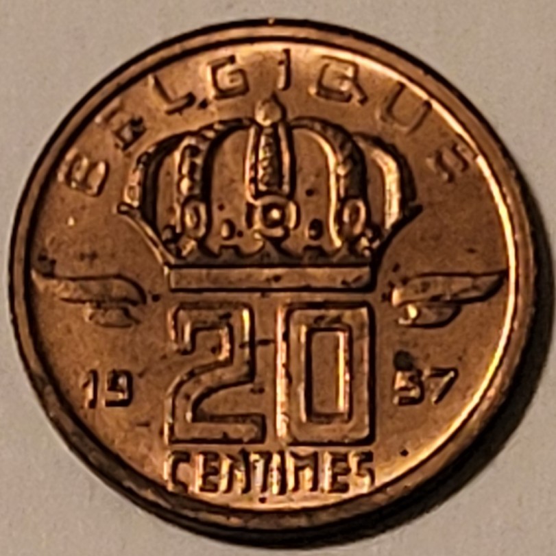 Belgium 1957 20 Centimes Coin