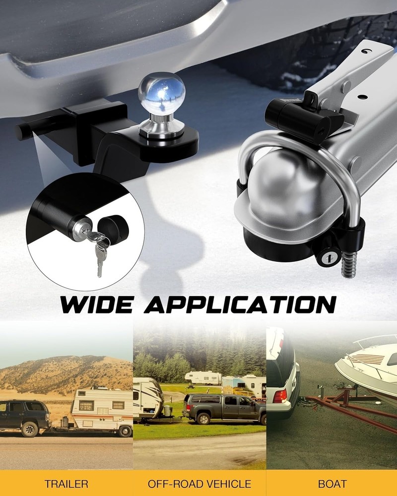 Keyed Alike Trailer Lock Set Tow & Store Lock Kit Include Universal Coupler Lock