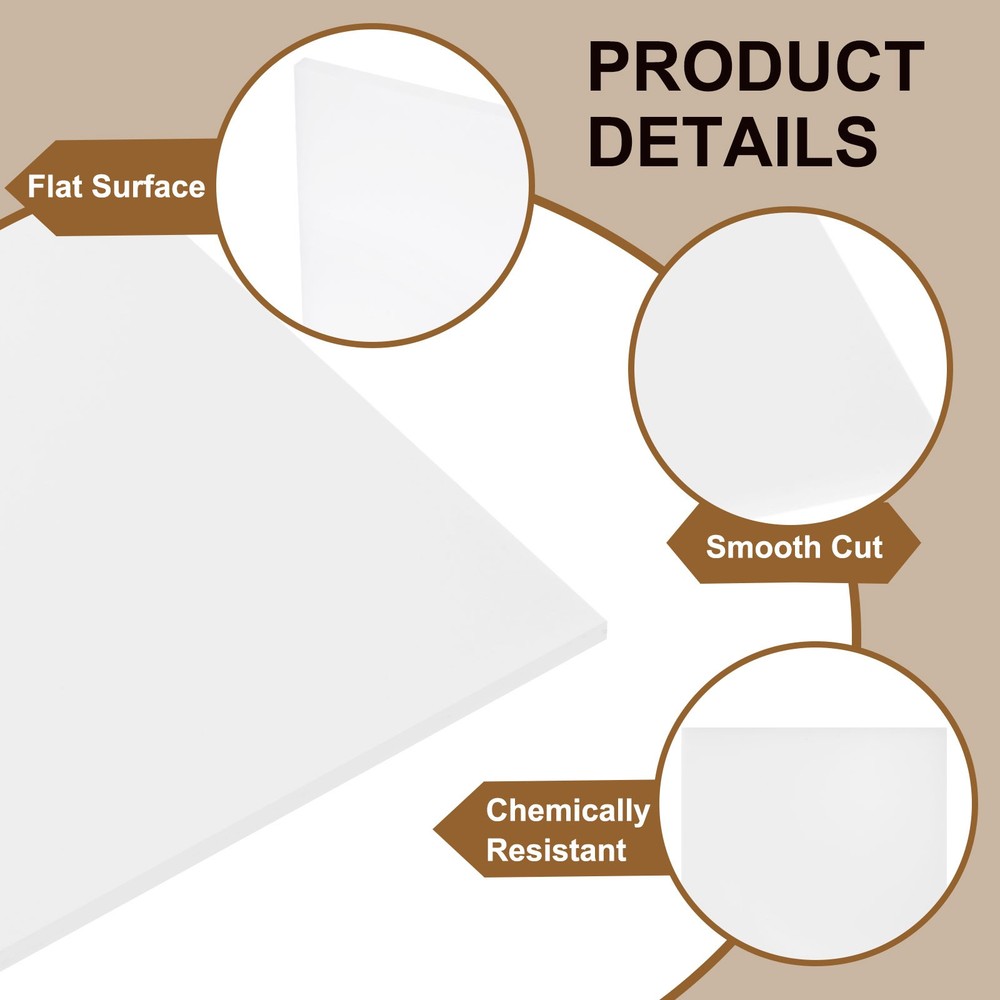 HDPE Plastic Sheet 1/8" Thick, 8" x 24" Polyethylene Plastic Blocks, White