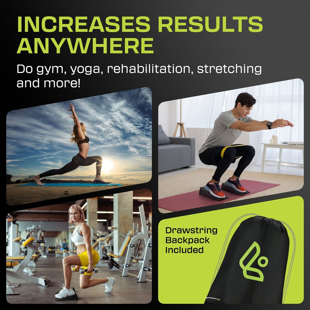 Flexelent Squat Wedge Block Pair - Heel Elevated Squat Wedge for Deeper Squats,