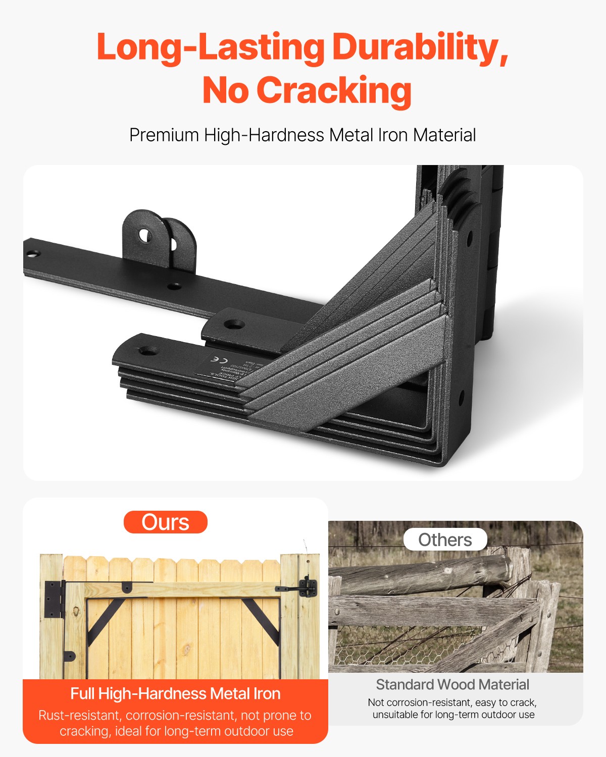 VEVOR Gate Corner Brace Bracket 2Sets Anti Sag Gate Frame Hardware Kit Iron