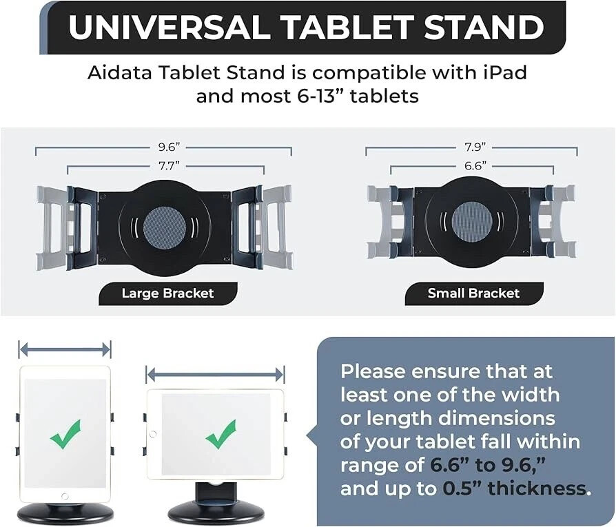 Aidata US-2002 Universal Tablet ViewStation for 7"-10" Tablets, Black