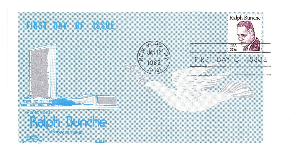 1860 20c Ralph Bunche, Colonial FDC