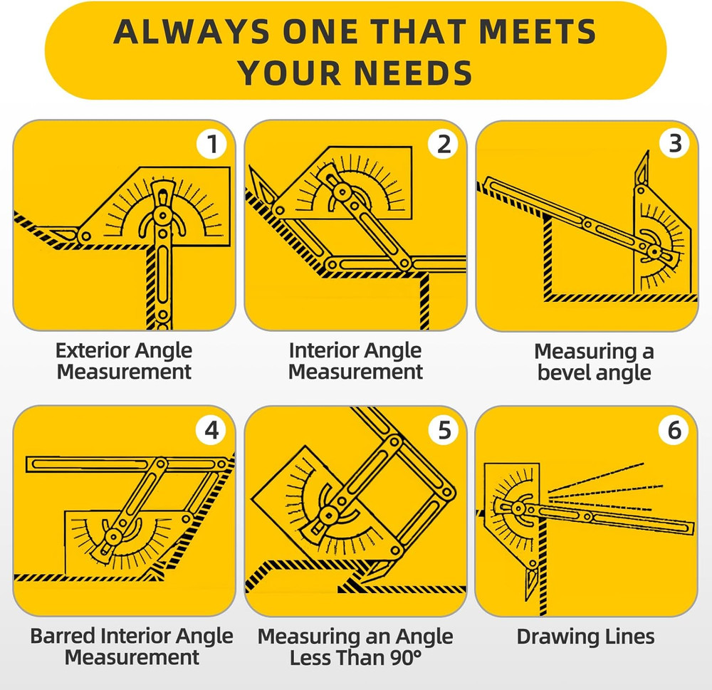 2 Pcs Protractor Angle Finders, Adjustable Protractors 0°-180° with Locking Nut(