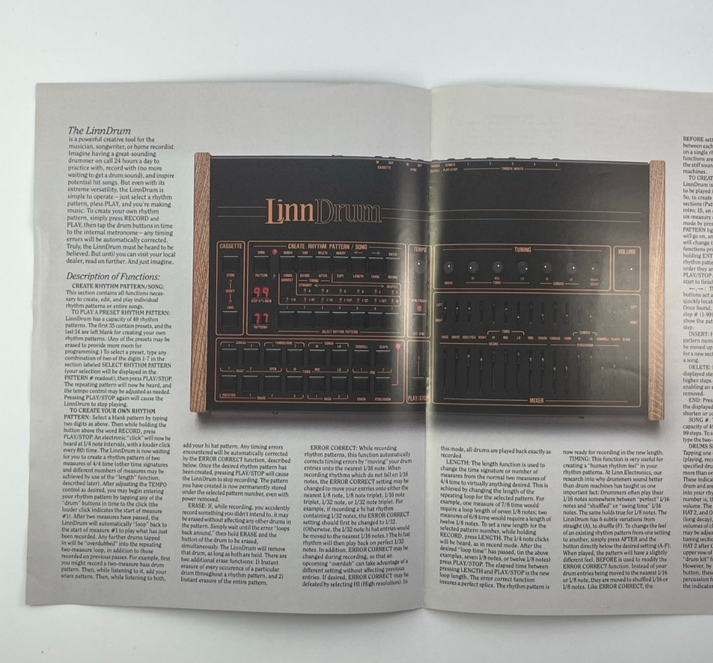 Linn Drum Machine Promo Flyer + Demonstration Record Flexi Disc 7"