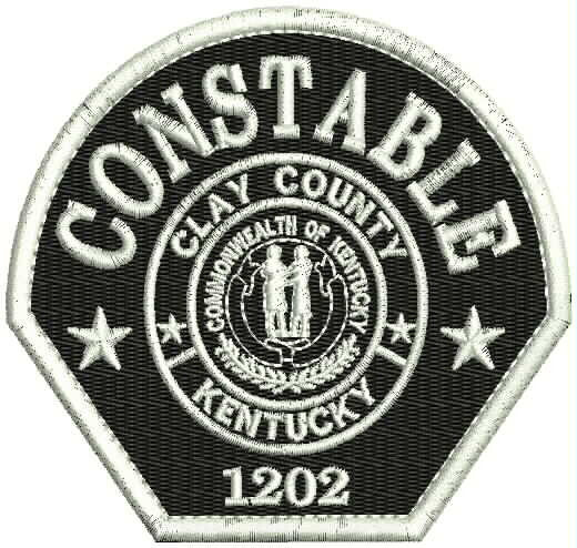 C C CONSTABLE 1202 EMB PATCH 4.10X3.65 HOOK ON BACK white on black