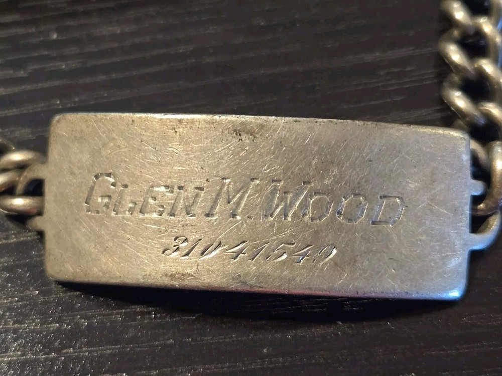 Original WWII Sterling ID Bracelet / Glen M. Wood