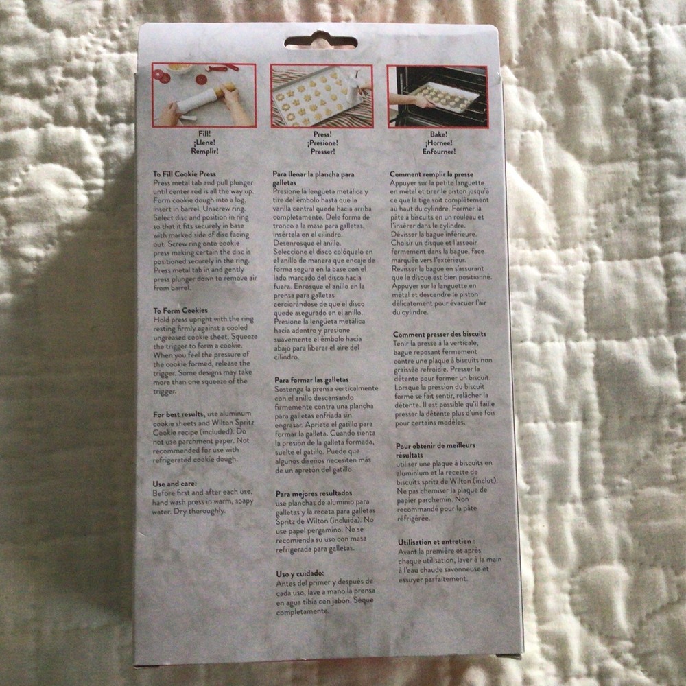Wilton Cookie Press 12 Assorted Discs Shapes Manual Sealed Box