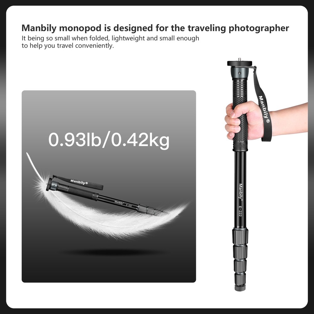 Manbily Camera Monopod, E-222 GRAY NEW ARRIVAL US
