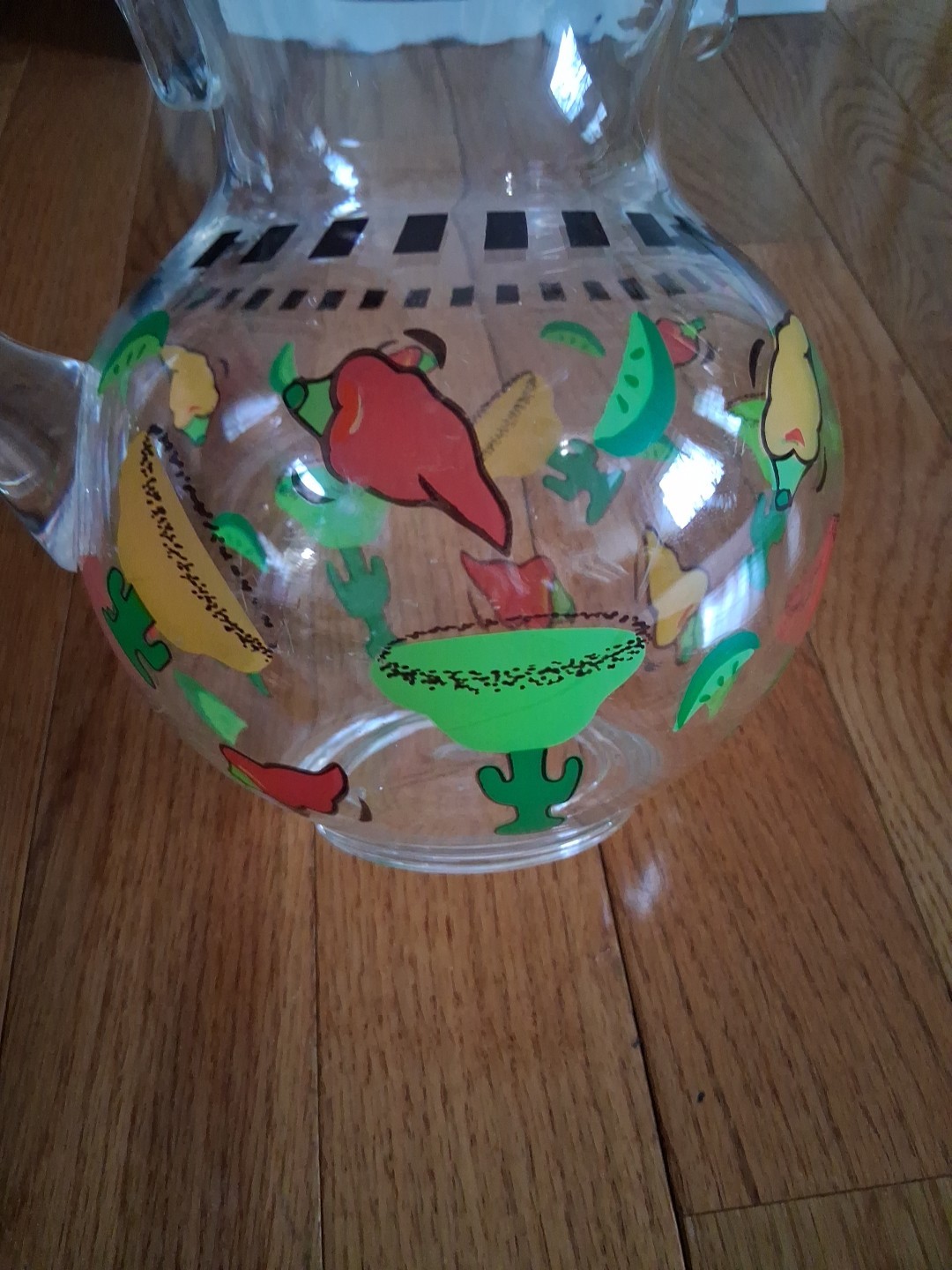 Vintage acrylic margarita pitcher with 4 stir sticks Peppers MCM