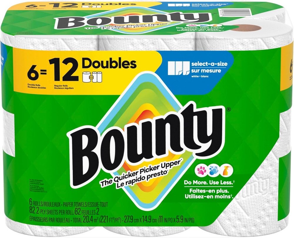 Paper Towels Select-A-Size White, 6 Double Rolls, 82 Sheets per Roll