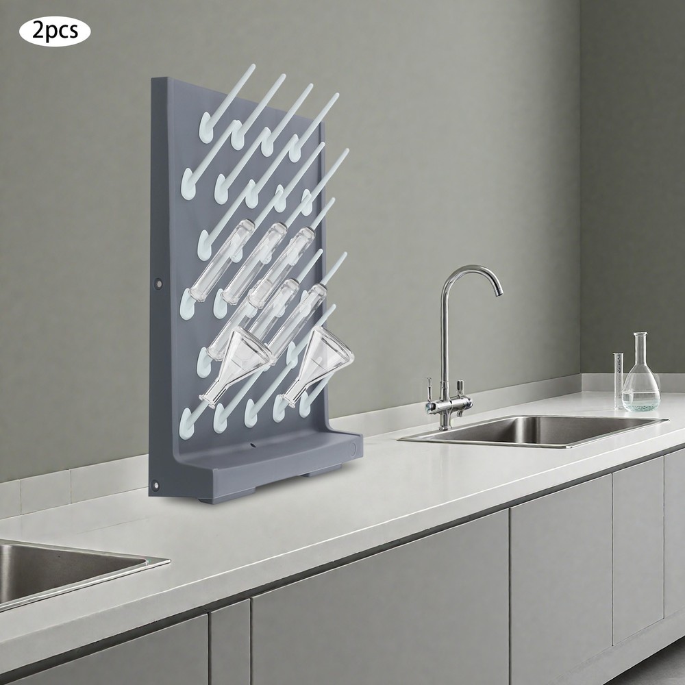27 Pegs Laboratory Drying Rack Lab Draining Peg Board Rack Wall Mount PP