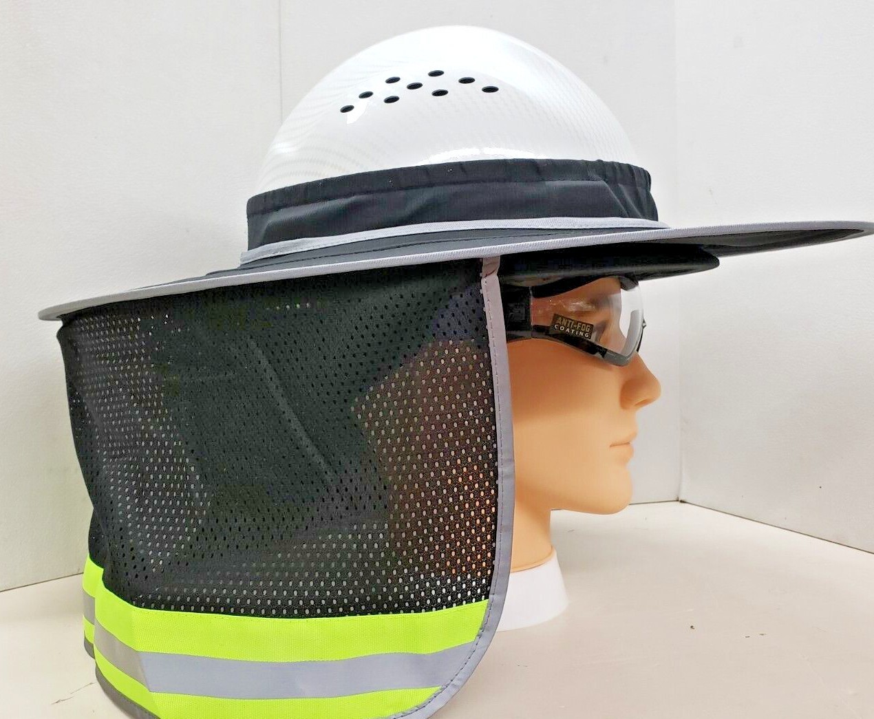 FX SAFETY HARD HAT NECK SHIELD HELMET SUN SHADE HI VIS REFLECTIVE STRIPE