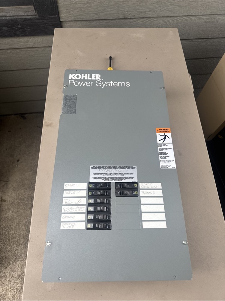 100A 240V Kohler RXT-JFNA-0100B Automatic Transfer Switch w/ Load Center