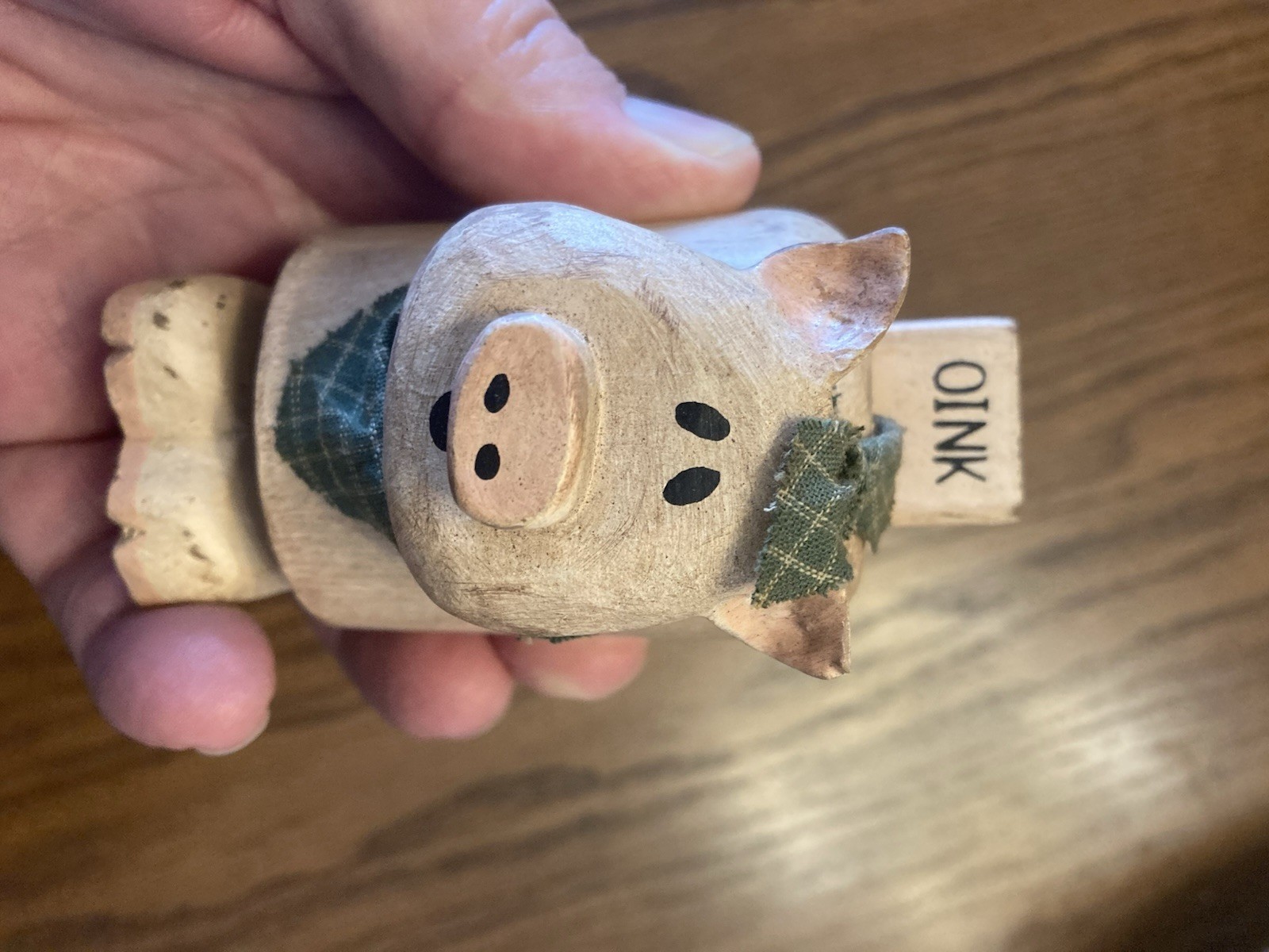 Vintage Wooden Cow & Pig Figurines Handmade Farm Country Decor Folk Art