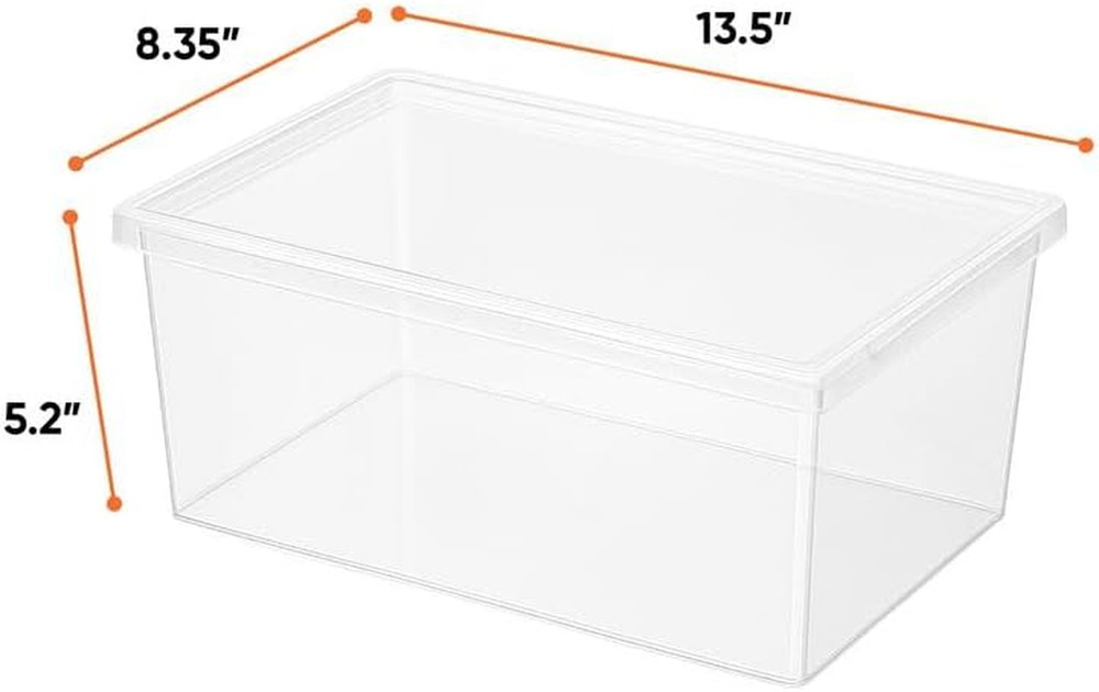Shoe Box Modern Storage Container 3 Pack - 6.5 Quart/6 Liter, Stackable Plastic