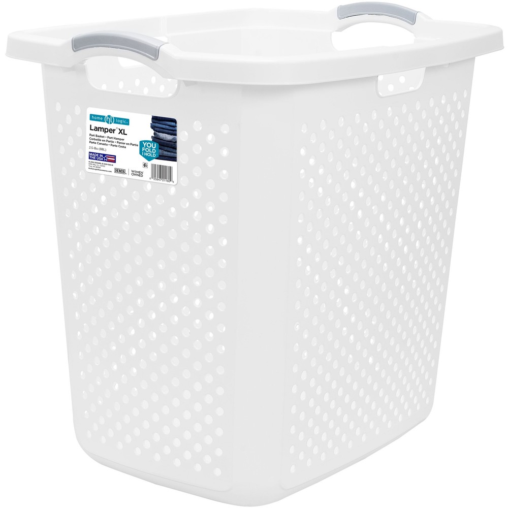 Home Logic Plastic Laundry Hamper – Durable, 2.5 Bushel Capacity, White