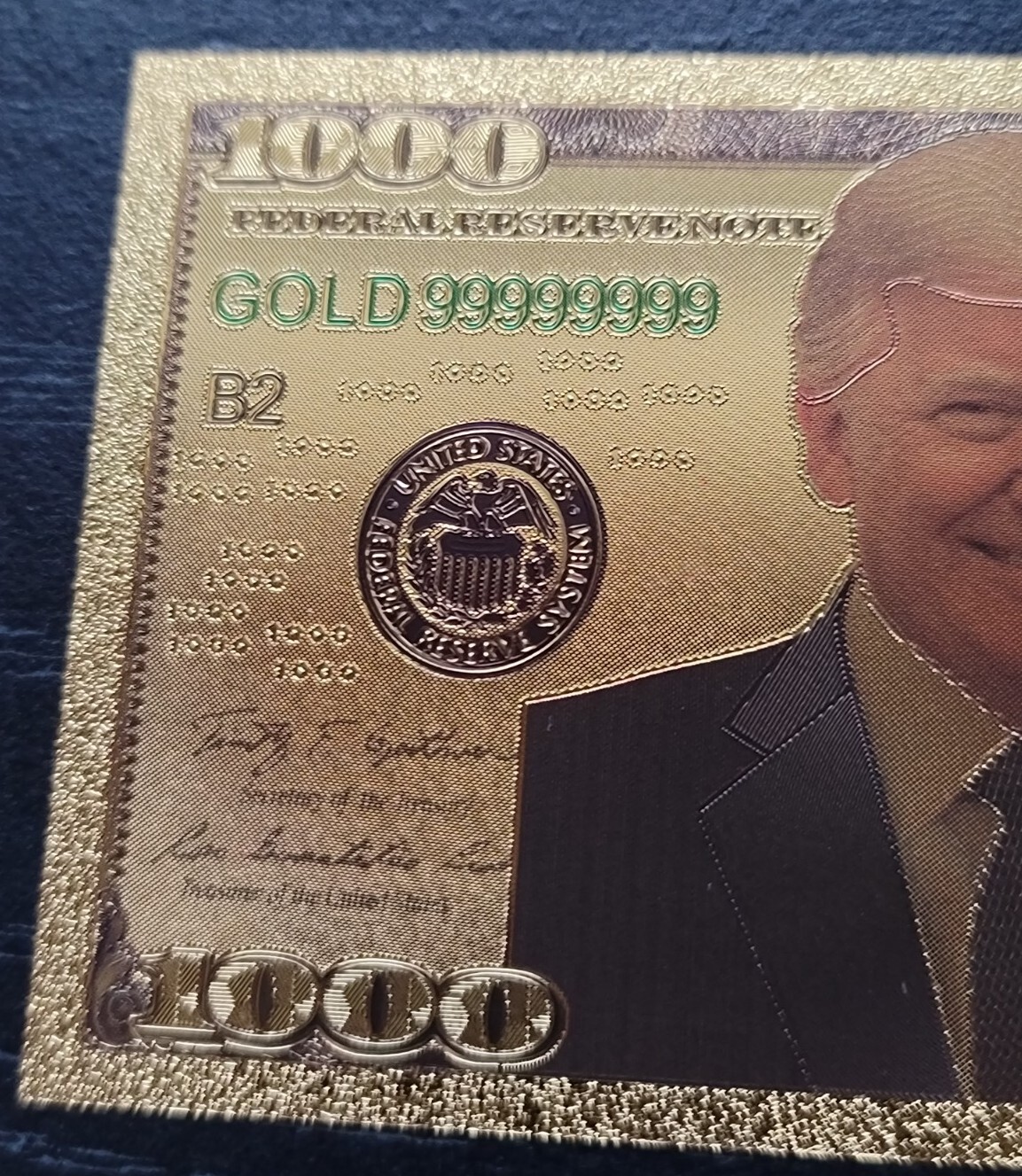 Donald Trump $1000 Bill, Bank Note - 24kt Gold Foil Commemorative - FREE Ship!