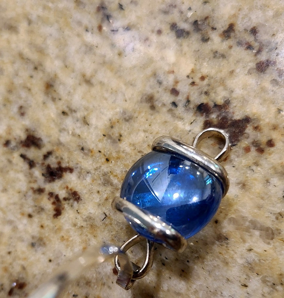 Blue Glass Bead Silver Tone Bracelet. Artesian Hand Made