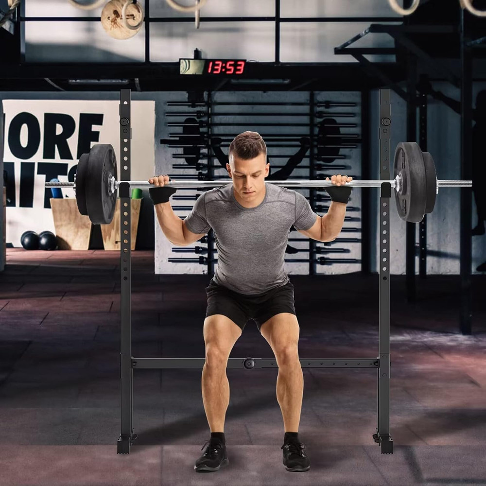 Barbell Rack Squat Stand Adjustable Bench Press Rack 550LBS Max Load Multi-Funct