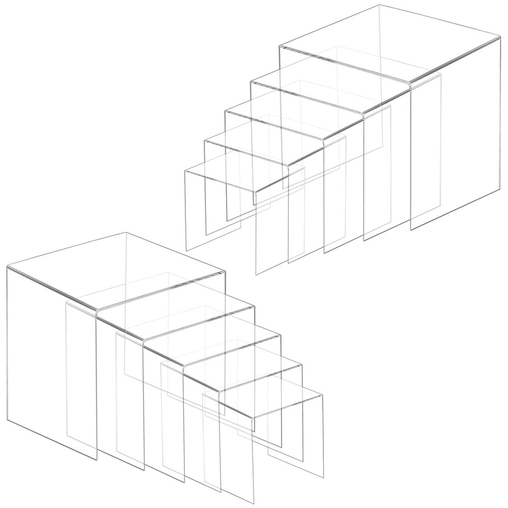 10 Pcs Acrylic Display Risers, 2 Sets 5 Sizes Square Acrylic Risers Display S...
