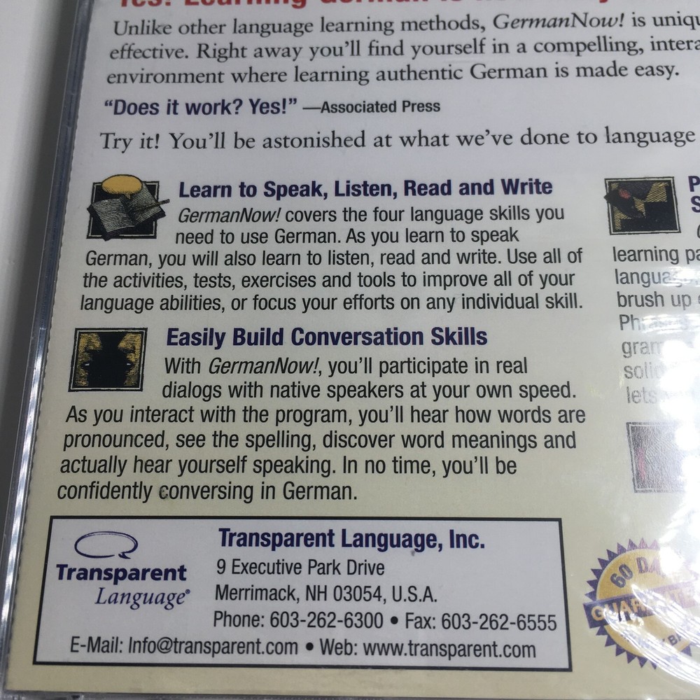 Learn German Now! Transparent Language Version 8 Master Program Win/Mac CD NEW