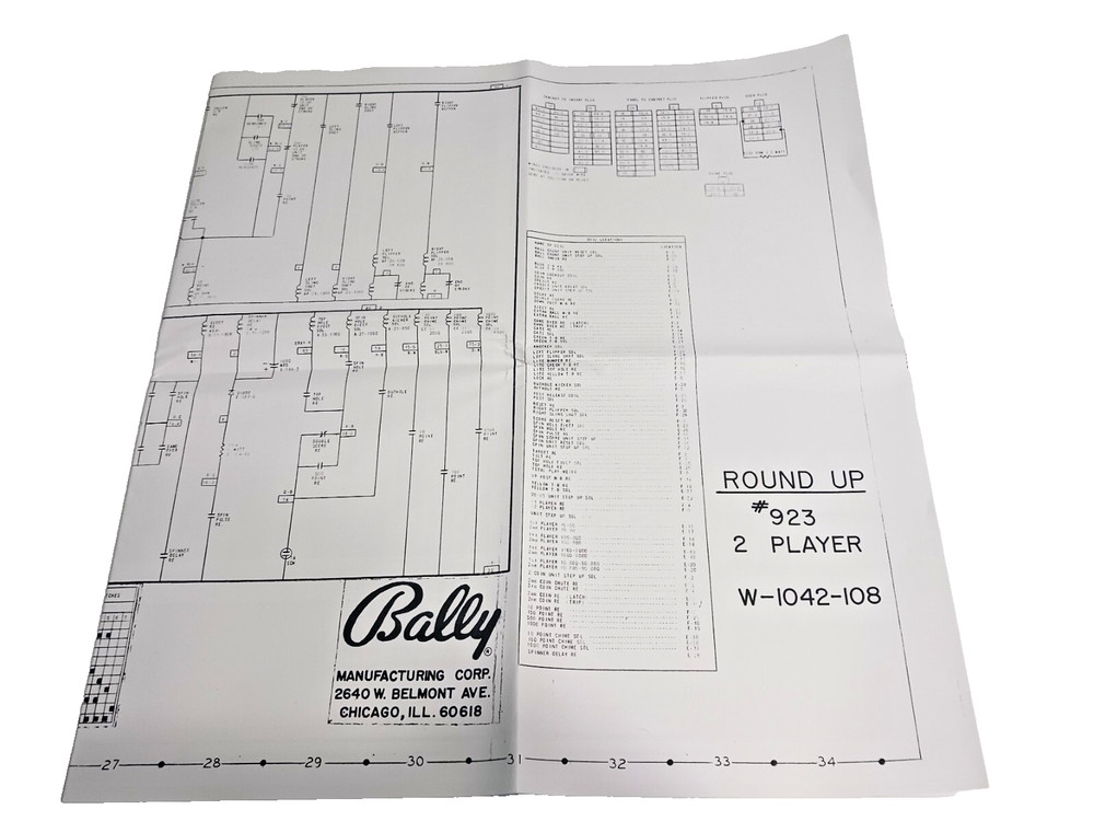 Bally Round Up Pinball Instructions & Schematic