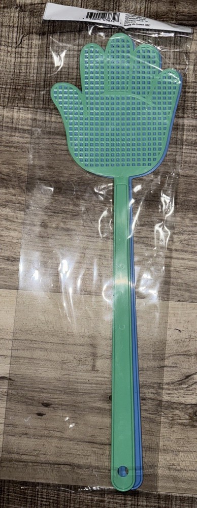 True Living 2 Pack Handle Fly Swatter Blue & Green Plastic