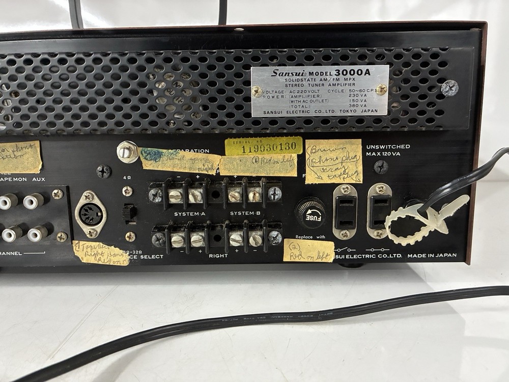 Vintage SANSUI 3000A SOLID STATE Stereo Receiver Amplifier Working Condition!