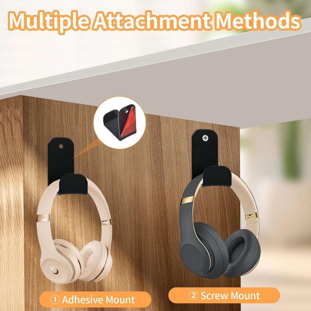 2 PCS Headphone Stand, Adhesive Headphones Holder with Rubber Basic-2 pcs