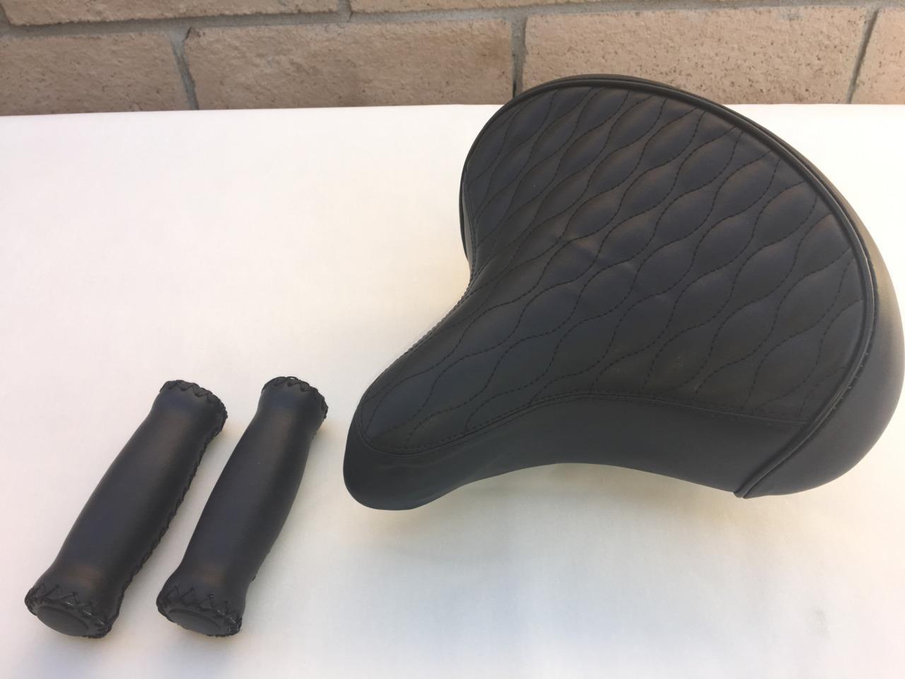 Beach Cruiser Bike Diamond Saddle Seat *BLACK w/Springs +Grips Handlebar Comfort