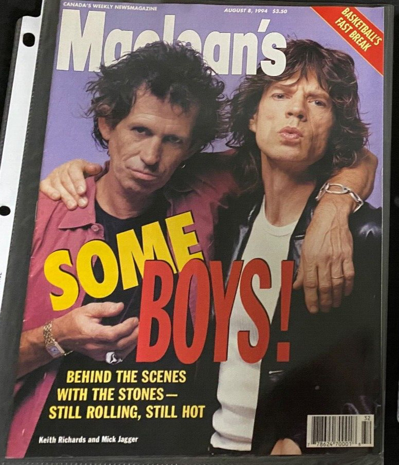 MACLEAN'S Magazine featuring The Rolling Stones 1994 Canada
