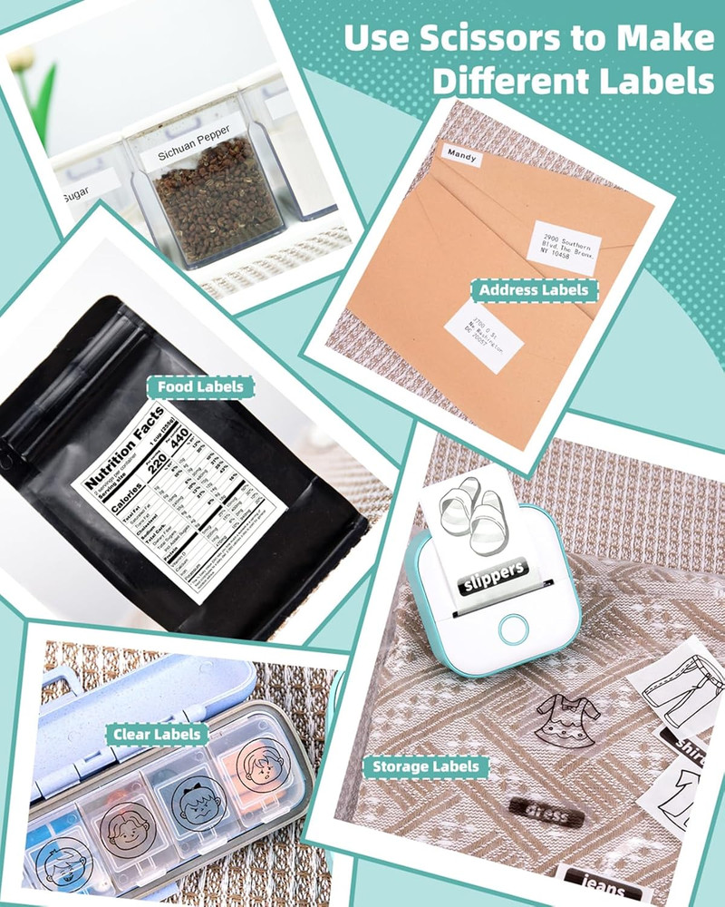 Sticker Printer - T02 Mini Portable Thermal Printer Inkless Sticker Maker Mac...