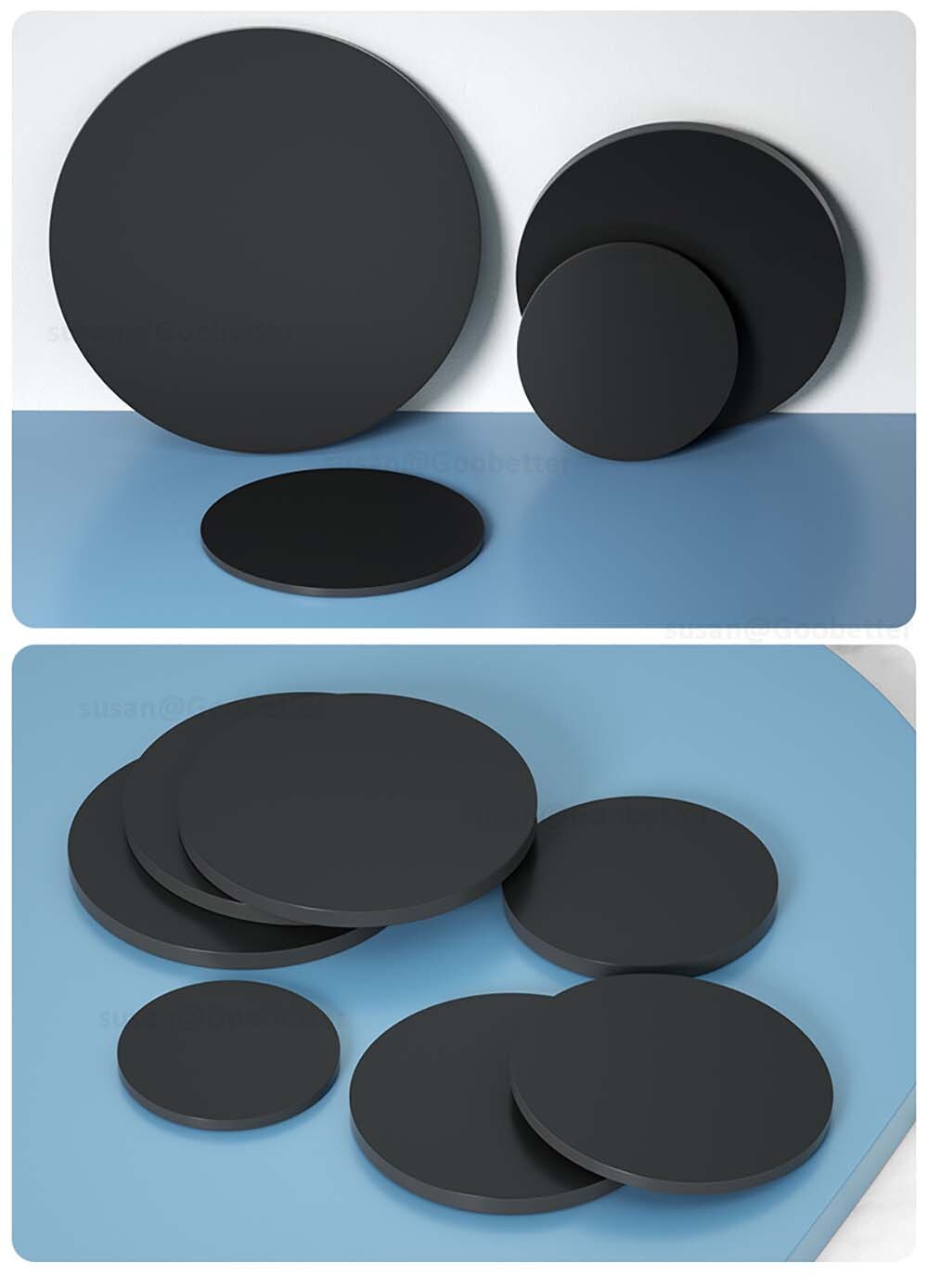 Circles Cut Disc Black PP Plastic Round Discs, Custom Sizes