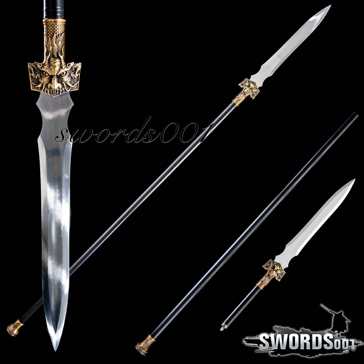 67'' Hunting Sharp High Manganese Steel Spear Head Blade Sword Long Steel Handle