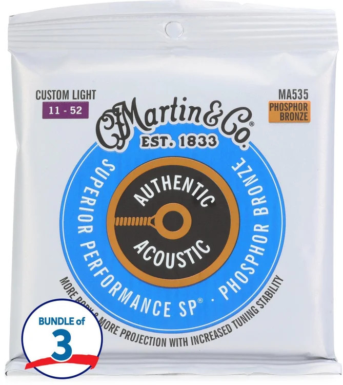 Martin Authentic Acoustic Superior Performance Guitar Strings - 92/8 Phosphor