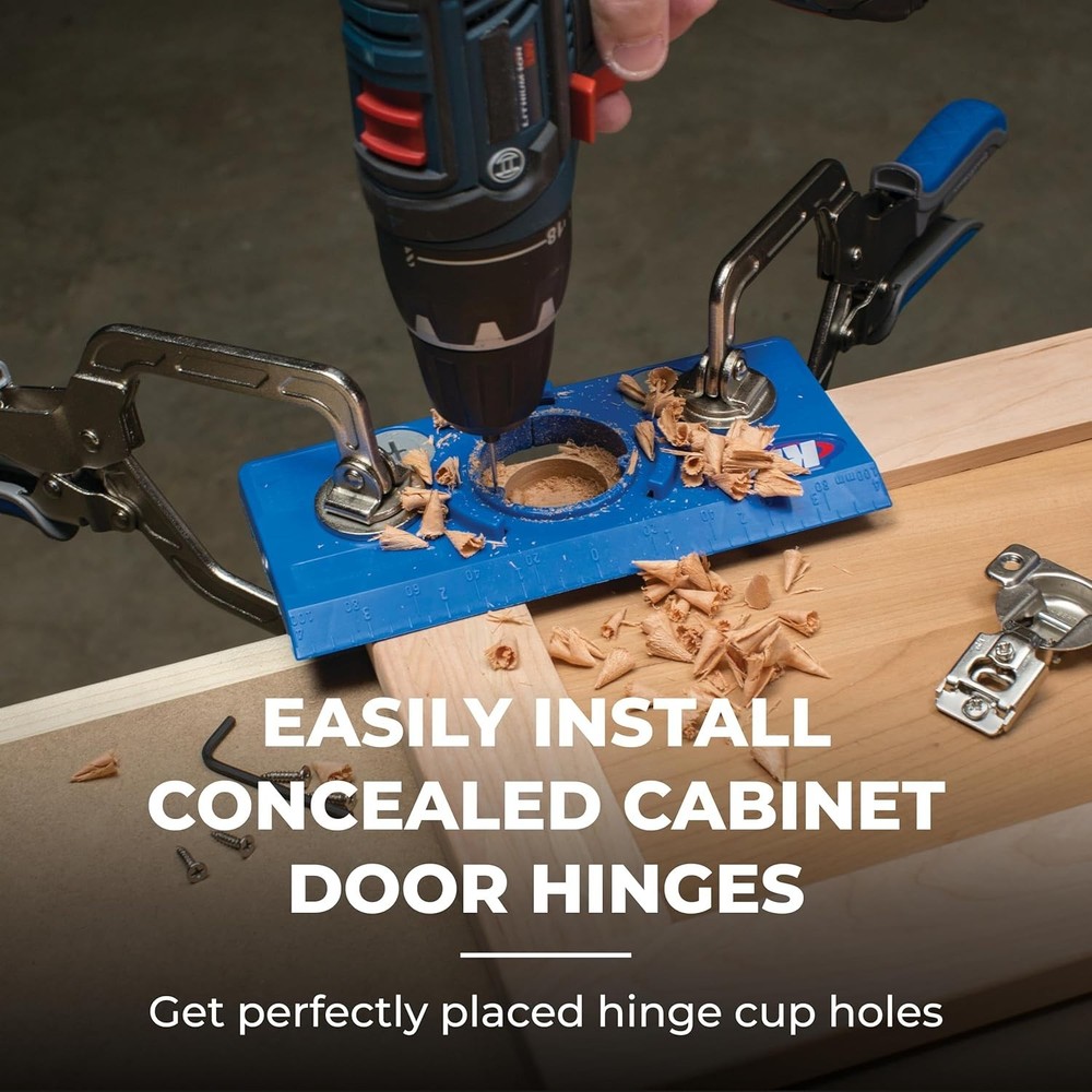 Concealed Hinge Jig - 35mm Cup Drilling Jig - Adjustable Cabinet Door Install...