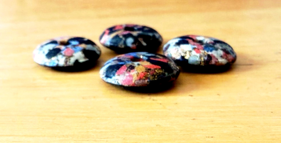 Antique Composition Whistle Buttons_Brightly Colored_4 Count_