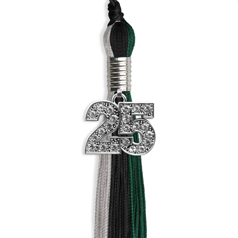 Endea Graduation Black/Teal/Grey Tassel With Silver Date Drop